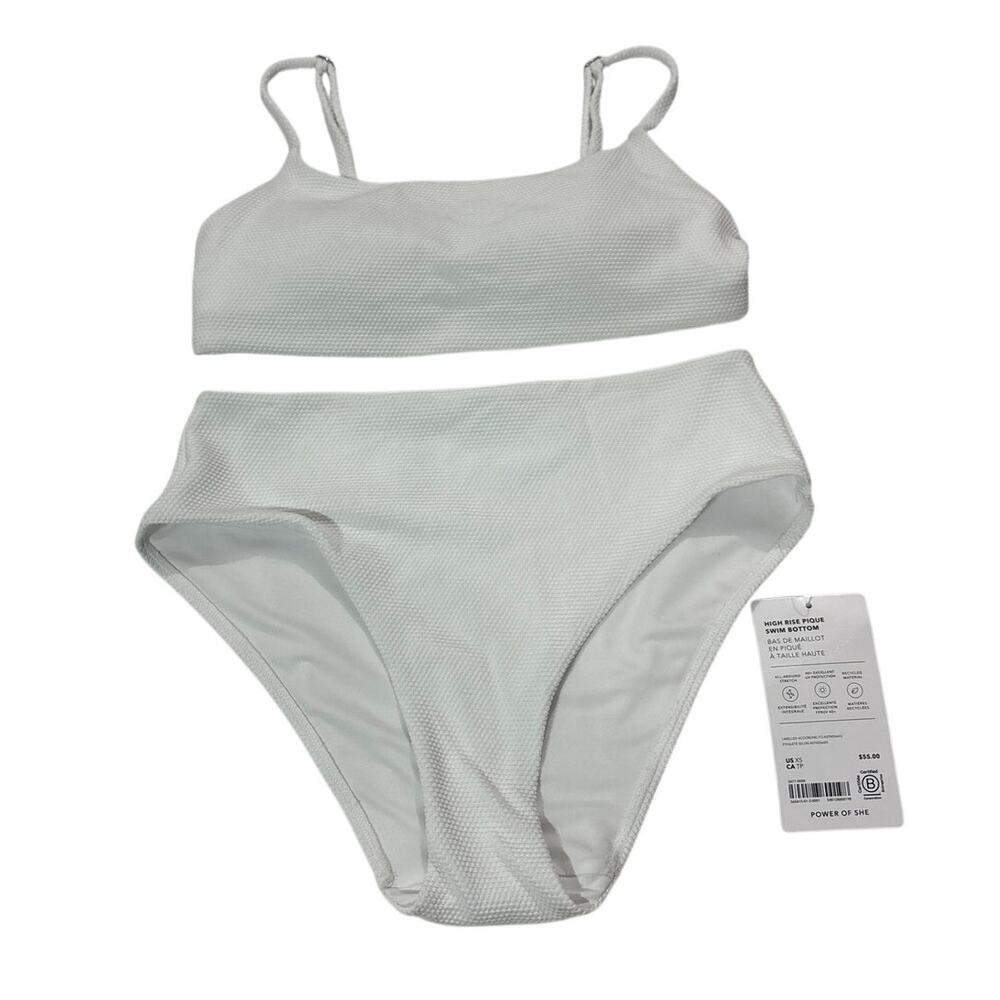NWT Athleta Womens XS High Rise Pique Bottoms Bathing Suit Set Swimsuit Summer